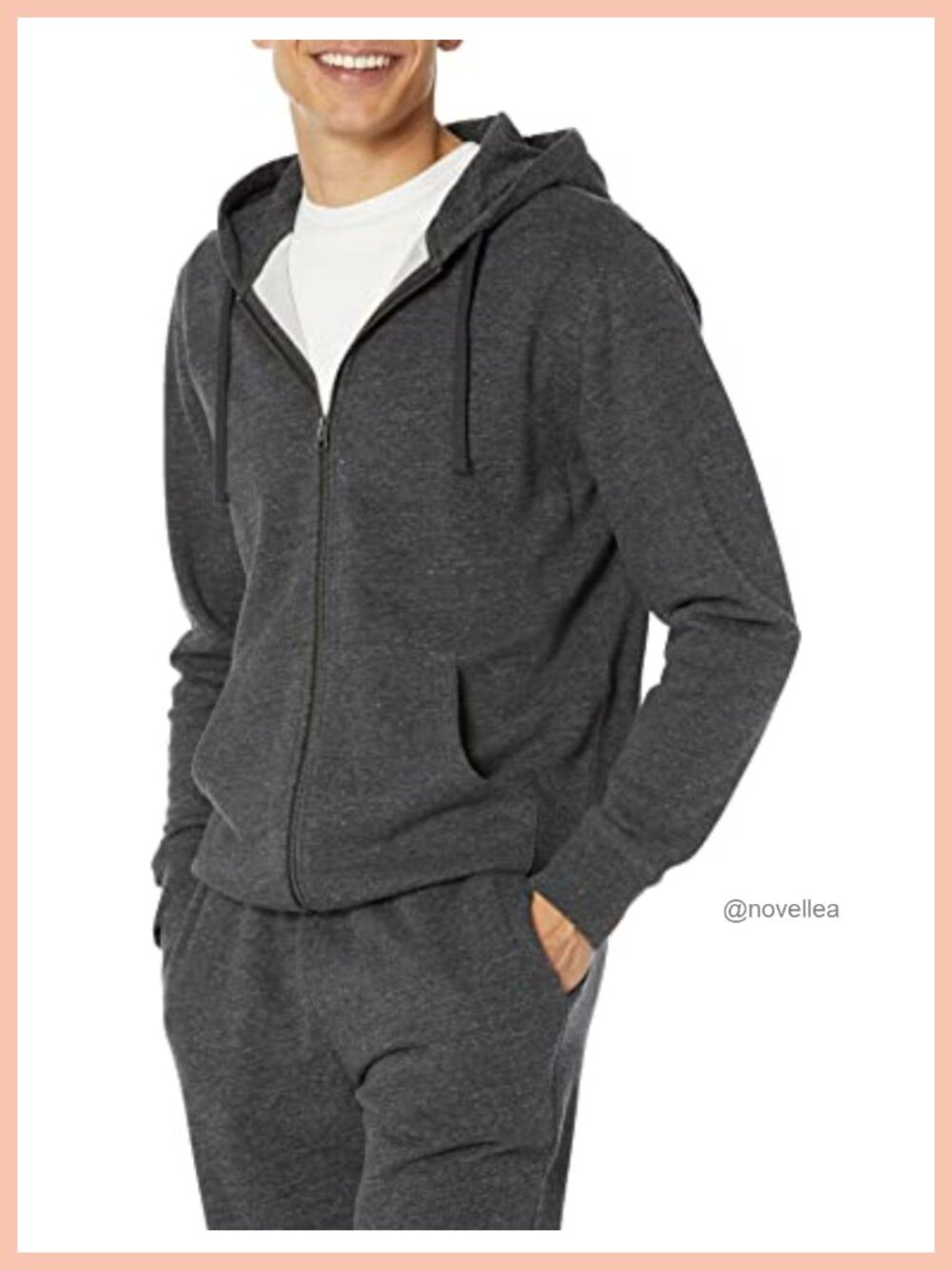 Men's Long-Sleeve French Terry Full-Zip Hoodie Sweatshirt Loose Fit Casual